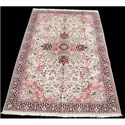 Handmade Silk Highlights Kashan Rug