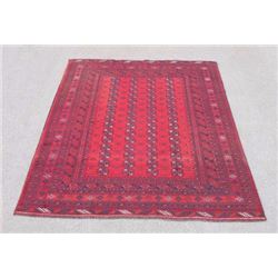 Finely Knotted Delicate Semi Antique Turkmen Design Afghan Rug