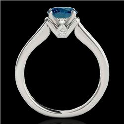 1.5 CTW SI Certified Fancy Blue Diamond Solitaire Ring 10K White Gold - REF-174K5R - 34930