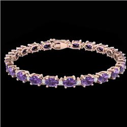 12 CTW Amethyst & VS/SI Diamond Certified Eternity Bracelet 10K Rose Gold - REF-72N5Y - 21436