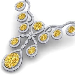 36.51 CTW Royalty Canary Citrine & VS Diamond Necklace 18K White Gold - REF-800K2R - 38568
