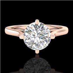 1.25 CTW VS/SI Diamond Solitaire Art Deco Ring 18K Rose Gold - REF-490K9R - 37227