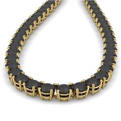 40 CTW Certified Black VS Diamond Necklace 14K Yellow Gold - REF-1400R2K - 38510
