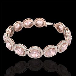 23 CTW Morganite & Micro Pave VS/SI Diamond Certified Bracelet 10K Rose Gold - REF-527N3Y - 22692