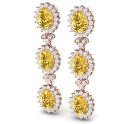 19.06 CTW Royalty Canary Citrine & VS Diamond Earrings 18K Rose Gold - REF-336M4F - 38653