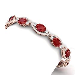 22.15 CTW Royalty Ruby & VS Diamond Bracelet 18K Rose Gold - REF-418W2H - 38962