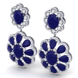 33.88 CTW Royalty Sapphire & VS Diamond Earrings 18K White Gold - REF-436F4M - 39159