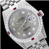 Image 1 : Rolex Men's Stainless Steel, QuickSet, Diam Dial & Diam/Ruby Bezel - REF-441M8H
