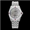 Image 2 : Rolex Men's Stainless Steel, QuickSet, Diam Dial & Diam/Ruby Bezel - REF-441M8H