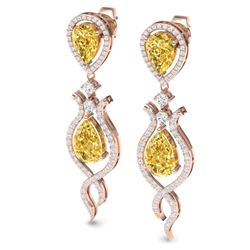 14.09 CTW Royalty Canary Citrine & VS Diamond Earrings 18K Rose Gold - REF-281Y8N - 39523