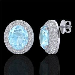 8 CTW Aquamarine & Micro Pave VS/SI Diamond Certified Earrings 18K White Gold - REF-204N9Y - 20215