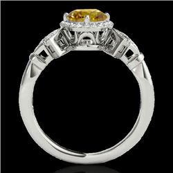 1.56 CTW Certified Si Fancy Intense Yellow Diamond Solitaire Halo Ring 10K White Gold - REF-209T3X -
