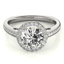 1.05 CTW Certified VS/SI Diamond Solitaire Halo Ring 18K White & Yellow Gold - REF-209K8R - 26961