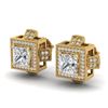 Image 1 : 2.75 CTW Princess VS/SI Diamond Micro Pave Stud Earrings 18K Yellow Gold - REF-684M3F - 37189