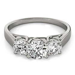 1.3 CTW Certified VS/SI Diamond 3 Stone Ring 18K White Gold - REF-235K3R - 28053