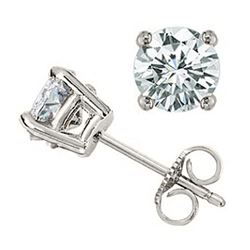 1.0 CTW Certified VS/SI Diamond Solitaire Stud Earrings 14K White Gold - REF-145K5R - 12799