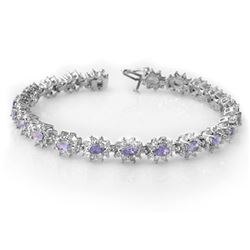 10.0 CTW Tanzanite & Diamond Bracelet 18K White Gold - REF-393K3R - 14446