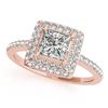 Image 2 : 1.21 CTW Certified VS/SI Princess Diamond 2Pc Set Solitaire Halo 14K Rose Gold - REF-236T8X - 31353