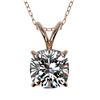 1 CTW Certified VS/SI Quality Cushion Cut Diamond Necklace 10K Rose Gold - REF-267N8Y - 33199