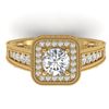 2 CTW Certified VS/SI Diamond Art Deco Halo Ring 14K Yellow Gold - REF-258H2W - 30497