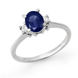 1.04 CTW Blue Sapphire & Diamond Ring 18K White Gold - REF-41W8H - 12360