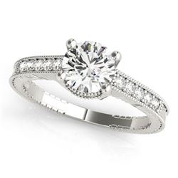 0.97 CTW Certified VS/SI Diamond Solitaire Antique Ring 18K White Gold - REF-202M2F - 27387