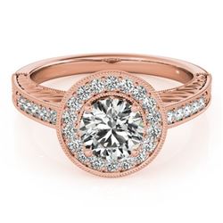 1.5 CTW Certified VS/SI Diamond Solitaire Halo Ring 18K Rose Gold - REF-485M6F - 26525