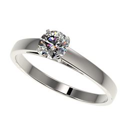 0.51 CTW Certified H-SI/I Quality Diamond Solitaire Engagement Ring 10K White Gold - REF-51N3Y - 364