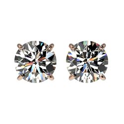 1.55 CTW Certified H-SI/I Quality Diamond Solitaire Stud Earrings 10K Rose Gold - REF-154K5R - 36604