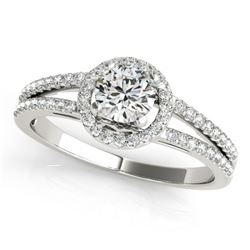 0.75 CTW Certified VS/SI Diamond Solitaire Halo Ring 18K White Gold - REF-118F9M - 26676