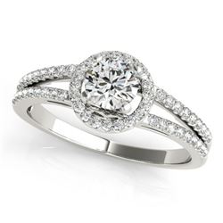 0.75 CTW Certified VS/SI Diamond Solitaire Halo Ring 18K White Gold - REF-118F9M - 26676