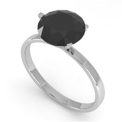 2.0 CTW Black Certified Diamond Engagement Ring Martini 18K White Gold - REF-73Y3N - 32250