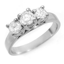 1.50 CTW Certified VS/SI Diamond 3 Stone Ring 14K White Gold - REF-204M4F - 10948