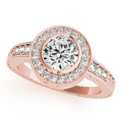 2 CTW Certified VS/SI Diamond Solitaire Halo Ring 18K Rose Gold - REF-611H4W - 26656