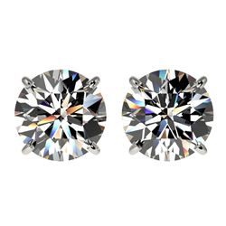 3 CTW Certified H-SI/I Quality Diamond Solitaire Stud Earrings 10K White Gold - REF-623H3W - 33120