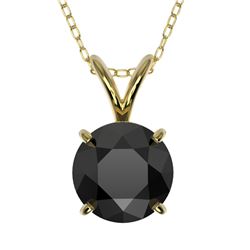 1.25 CTW Fancy Black VS Diamond Solitaire Necklace 10K Yellow Gold - REF-35T8X - 33206