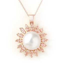 1.50 CTW Yellow Sapphire & Pearl Necklace 14K Rose Gold - REF-51N6Y - 11740