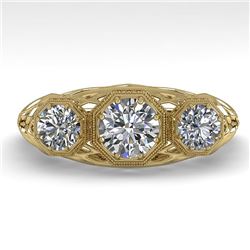 1.00 CTW Past Present Future VS/SI Diamond Ring 18K Yellow Gold - REF-162M9F - 36058