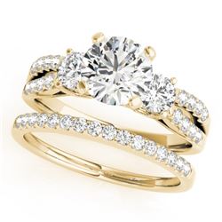 1.46 CTW Certified VS/SI Diamond 3 Stone 2Pc Wedding Set 14K Yellow Gold - REF-224N4Y - 32041