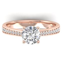 1.26 CTW Certified VS/SI Diamond Solitaire Art Deco Ring 14K Rose Gold - REF-352R4K - 30385