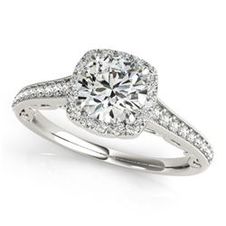 0.90 CTW Certified VS/SI Diamond Solitaire Halo Ring 18K White Gold - REF-137N3Y - 26542