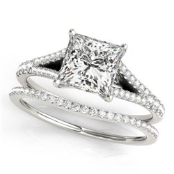 0.94 CTW Certified VS/SI Princess Diamond Solitaire 2Pc Set 14K White Gold - REF-129K5R - 31973