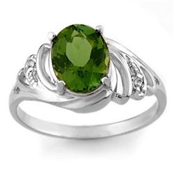 2.54 CTW Green Tourmaline & Diamond Ring 18K White Gold - REF-52H8W - 11478