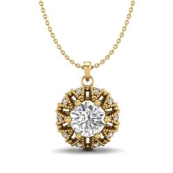 1.2 CTW VS/SI Diamond Art Deco Micro Pave Stud Necklace 18K Yellow Gold - REF-220W2H - 37000