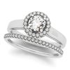 1.05 CTW Certified VS/SI Diamond 2Pc Wedding Set Solitaire Halo 14K White Gold - REF-190H5W - 30627