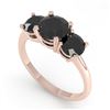 Image 2 : 2 CTW Black Diamond Past Present Future Designer Ring 14K Rose Gold - REF-71T8X - 38493