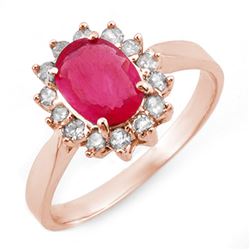 1.27 CTW Ruby & Diamond Ring 14K Rose Gold - REF-39T3X - 10095