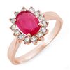 Image 1 : 1.27 CTW Ruby & Diamond Ring 14K Rose Gold - REF-39T3X - 10095