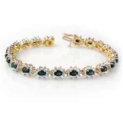 12.0 CTW Blue Sapphire & Diamond Bracelet 14K Yellow Gold - REF-327N3Y - 14443