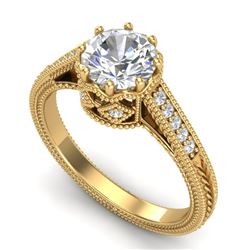 1.25 CTW VS/SI Diamond Art Deco Ring 18K Yellow Gold - REF-400T2X - 36907